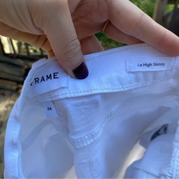 Frame Le High Skinny Jean Blanc Size 24 White High Rise - Picture 7 of 8